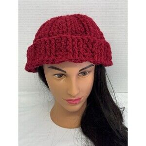 Beanie Hat Skull Cap Adult Unisex Maroon/Burgundy/Deep Red Teen Crochet Handmade